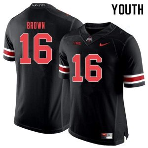 NCAA Ohio State Buckeyes Youth #16 Cameron Brown Black Out Nike Football College Jersey IRS4045BV